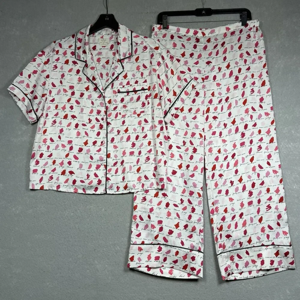 Kate Spade Synthetic Lipstick Cropped Pajamas Set Women’s Size 1